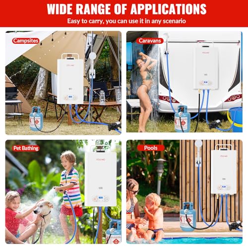 Tankless Water Heater Propane,2.11GPM 8L Outdoor Portable Water Heater,with 2 GPM Water Pump, with Digital Display Multi-Protection for Camping Trips Boat Cabins