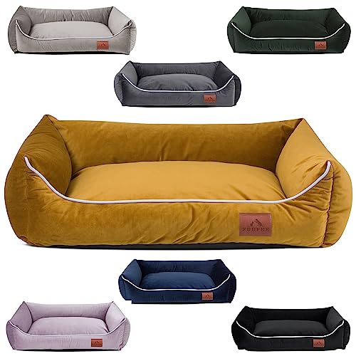 Juelle Hundebett Alcantara – Flauschiges Sofa-Bett Für Kleine Bis Große Hunde, Abziehbar & Waschbar, Größe S-XXL