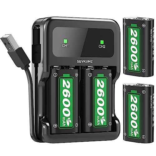 𝟐𝟔𝟎𝟎𝐦𝐀𝐡 𝐑𝐞𝐜𝐡𝐚𝐫𝐠𝐞𝐚𝐛𝐥𝐞 𝐁𝐚𝐭𝐭𝐞𝐫𝐲 𝐏𝐚𝐜𝐤𝐬 𝐟𝐨𝐫 𝐗𝐛𝐨𝐱 𝐎𝐧𝐞 with High-Speed Charging Station for Xbox One S/X/Xbox One Elite Wireless Controller