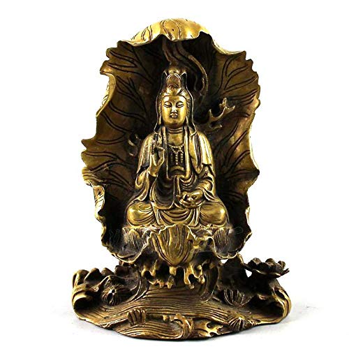 Statue Bouddha laiton Guanyin : sculpture décoration maison et ornements de table