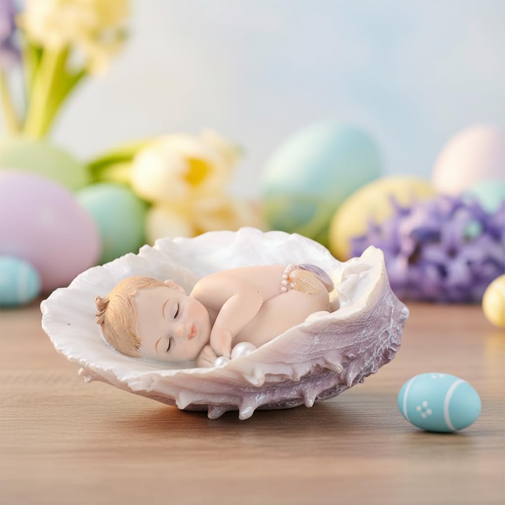 Comfy Hour 4 Inch Sleeping Cherub Figurine in Seashell – Baby