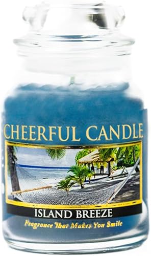 A Cheerful Giver - Vela perfumada en tarro de vidrio Island Breeze (6 onzas) con tapa y fragancia fiel a la vida, fabricada en Estados Unidos