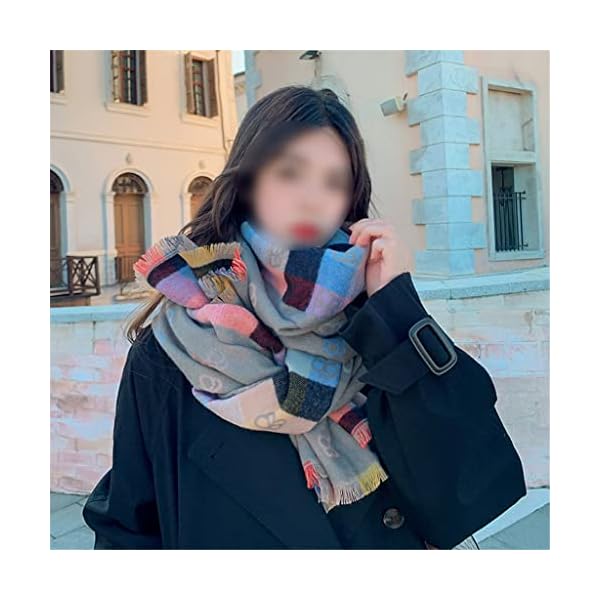 HLMSKD Autumn/Winter Double-Sided Long Imitation Cashmere Scarf Women Winter Shawl Dual-use Versatile Warmth Padded Scarf (Color : A, Size : 65 * 190cm) - Image 5