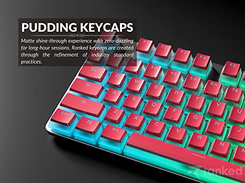Image of Ranked Pudding PBT Keycaps | 112 Double Shot Translucent ANSI US & ISO Layout | OEM Profile for RGB Mechanical Gaming Keyboard (Red)