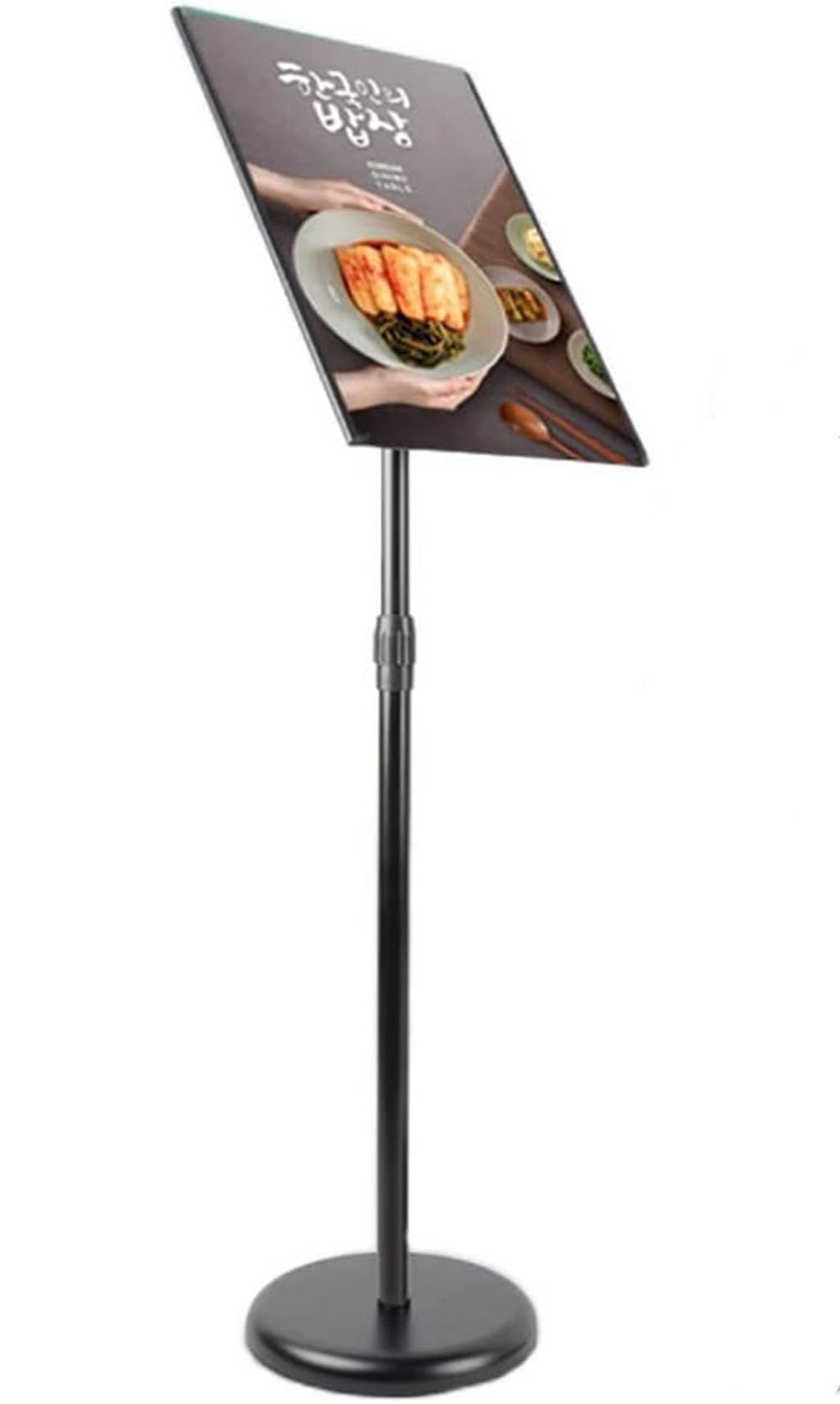 Soporte de pie ajustable para carteles y menús, exhibición de pedestal de aluminio resistente con opciones de visión horizontal y vertical