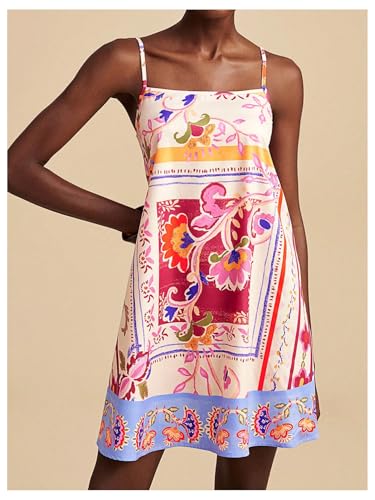 Image of MakeMeChic Women's Flowy Mini Dress Boho A Line Summer Ruffle Dresses Tropical Vacation Outfits