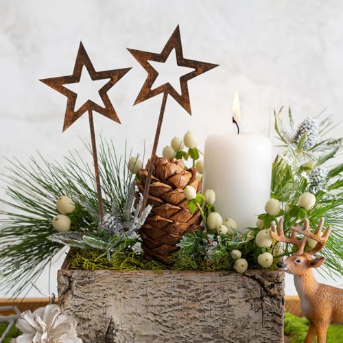 Gartenstecker Weihnachten, 2 Stück Stern Roststecker Weihnachten,...