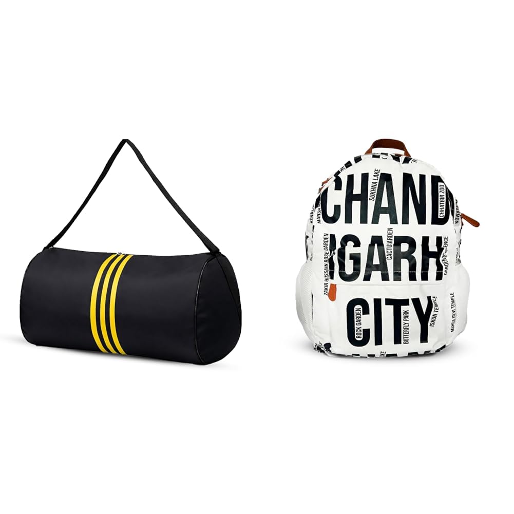 Gym Bag for Men & Women | Sports Duffle Bag with Shoulder Strap | Lightweight Waterproof + Air Backpack White Chandigarh City Print 20L Lightweight Waterproof Anti-Theft Nylon Laptop-image-18