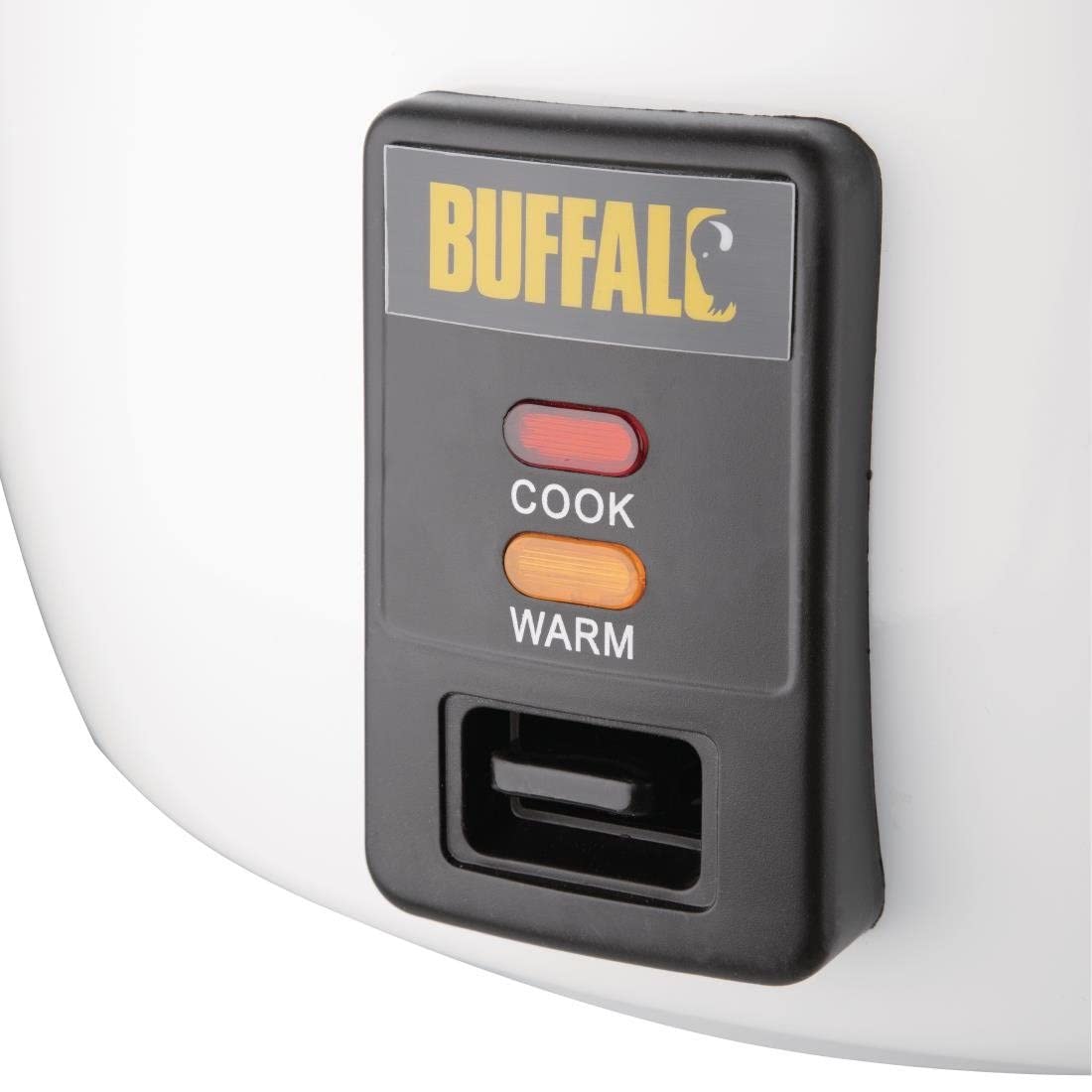 Buffalo Cuiseur à riz professionnel robuste 2,95 kW 10 litres, Blanc, Pot intérieur antiadhésif, Passage automatique de cuire à chaud, Capacité de riz : 23 litres cuits / 10 litres secs, CB944