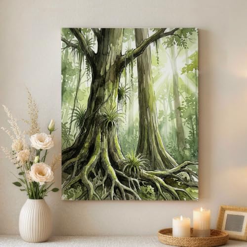 Lienzo decorativo para pared de bosque con arte abstracto de naturaleza de 16x20