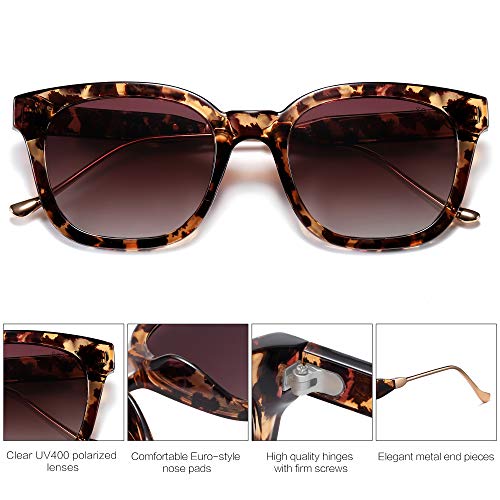 Sojos Classic Square Polarized Sunglasses Womens Mens Retro Trendy Shades Uv400 Sunnies Sj2050, Leopard/Purple #TOP2