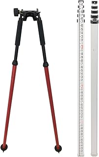 Aluminum Tripod Bipod for Prism Poles Surveying or GPS Poles of Total Station GPS GNSS, Aluminum Grade Rod - 8ths, with Carrying Case and Rod leve (16 Foot) - Mountlaser