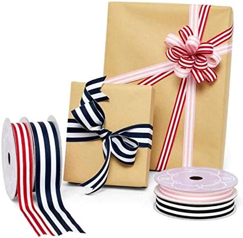 Black Jenna Striped Grosgrain Ribbon 7/8" X 25 Yards
