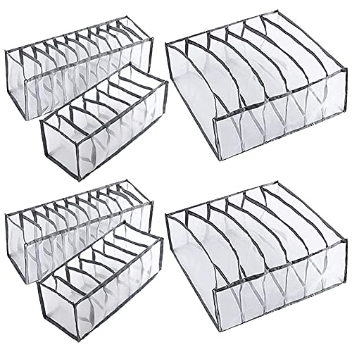 Juwaacoo 6 StüCke UnterwäSche Schublade Organizer Faltbarer Schrank Kleider Teiler Kommode FäCher Aufbewahrungs Box Fit für BHS Socken Cover