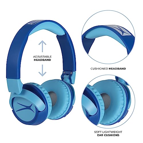 Image of Altec Lansing Kid Safe 2-in-1 Wireless Bluetooth Headphones - Crystal Clear Sound, Safe Volume Limiting, Foldable Design - Enjoy Audio and Protect Your Child's Hearing (Hero Blue)