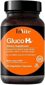 Invite Health Gluco Hx - A Unique Blend of Botanicals, Minerals, and Antioxidants - 30 Day Supply - 90 Vegetarian Capsules