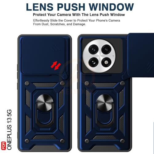 Image of Armor Bumper Back Cover Case for ONEPLUS 13 5G | Rotating Camera Cover, Ring Holder & Kickstand | Heavy Duty & 360 Degree Protection ONEPLUS 13 5G Back Cover (Blue)