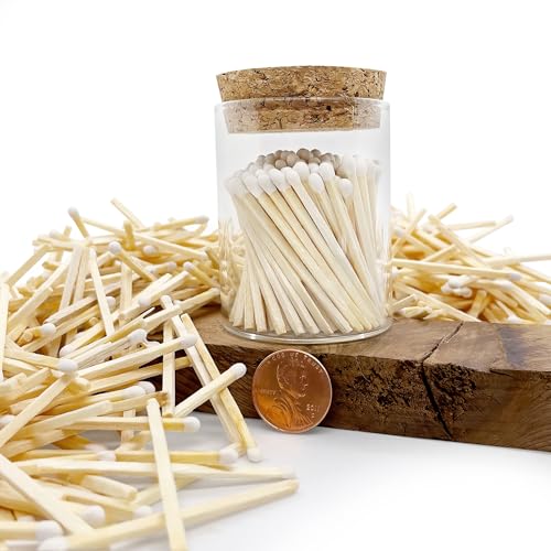 Image of 2 inch White Matches in a Jar + Striker Stickers Included | 100 Classy White Tip Decorative Safety Matches with a Cork Top Glass Holder | Gifts, Home Decor, & Candle Accessories by Thankful Greetings