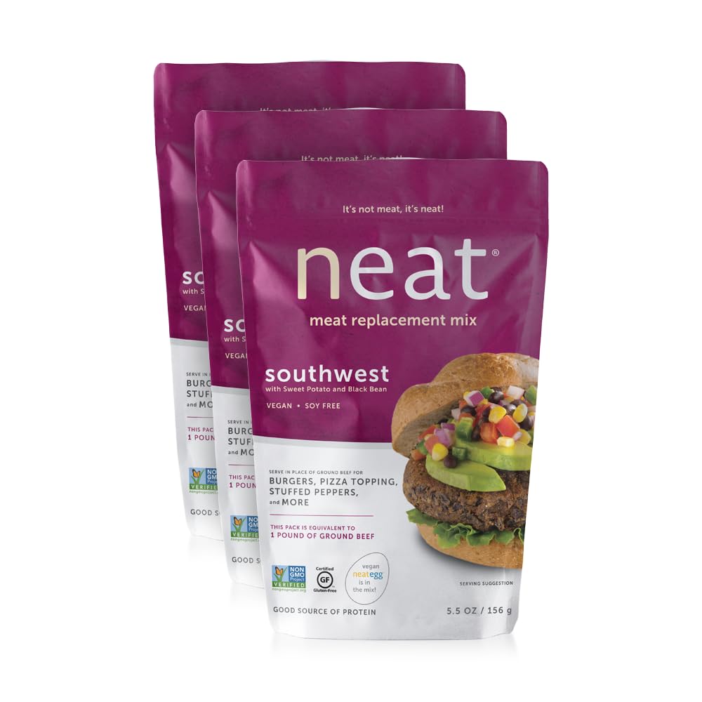neat - Plant-Based - Southwest Mix (5.5 oz.) (Pack of 3) - Non-GMO, Gluten-Free, Soy Free, Meat Substitute Mix