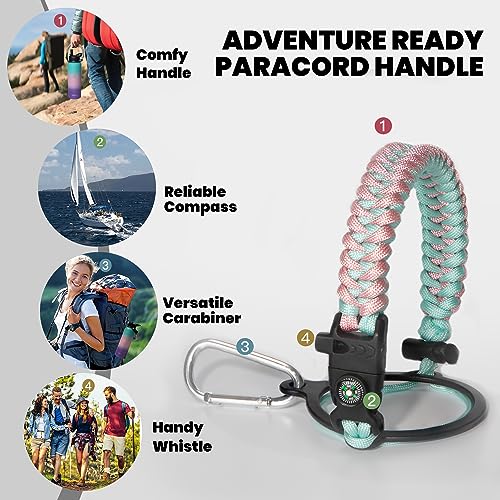 Image of RAYMYLO Insulated Water Bottle 40 oz, Triple Wall Vacuum Stainless Steel (Cold for 36Hrs, Hot for 18Hrs), Leak Proof & Non-BPA, Modern Water Flask Jug with Paracord Handle & Straw Spout Lids