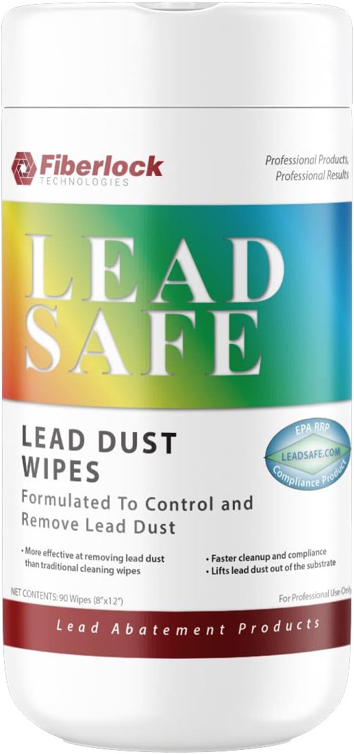 Fiberlock LeadSafe Dust Wipes, 90 Count, Controls & Removes Lead Dust, Ideal for Use Before & After Any Lead Abatement Project, Control Lead-Based Paint Dust Hazards