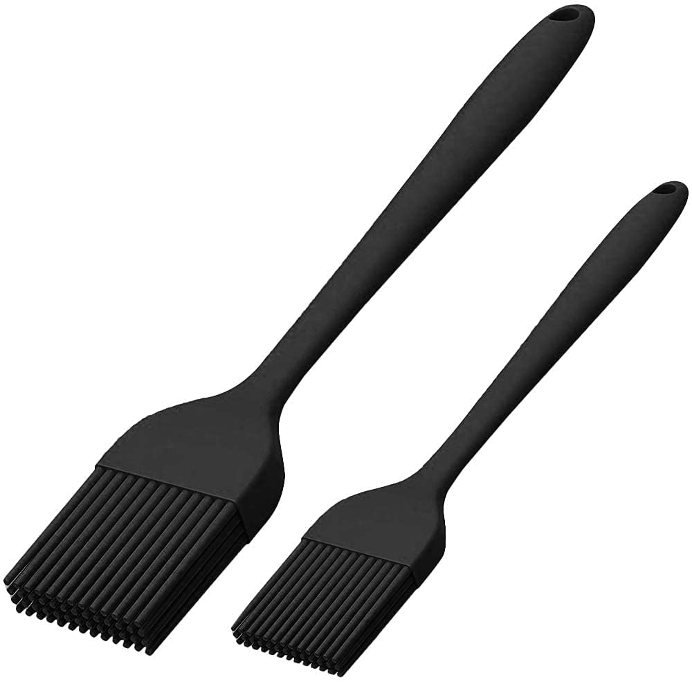 Bkinpid Pastry Brush Pack of Two BPA Free Silicone Basting for Cooking, Grill, BBQ High Heat Resistant Long Handle Meat