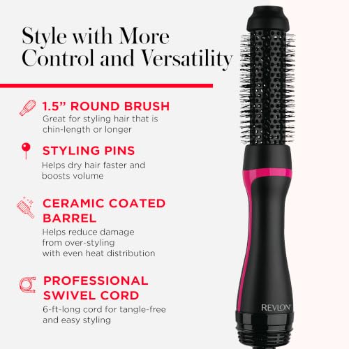 REVLON One-Step Root Booster Round Brush Hair Dryer and Styler, 1.5" Barrel | Styling Blow Dryer Brush for Damp to Dry Hair, 3 Heat Settings, Best for Chin-Length to Med-Length Hair - image 5