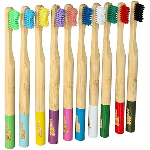 Bamboo Toothbrushes 10 Pack Eco-Friendly Cover