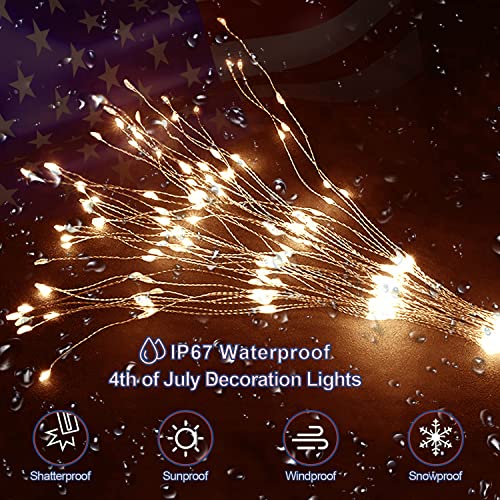 2 Pack Christmas Outdoor Lights 200 Led Fireworks Lights Battery Powered Lantern Chandelier With Remote Control, Hanging Fairy Lights For Tree Patio Gazebo Tent Bedroom Wedding Party Decoration #TOP4