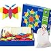 Rocita Juego Juego de Rompecabezas de Madera Tangram,Juguete de geometría de Entrenamiento de Cerebro de niños para Aprendizaje temprano,Arco Iris de Colores