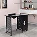 WATERJOY Steel Frame Manicure Table Nail Station, Manicure Salon Spa Nail Art Desk Workstation Beauty Salon Equipment with LED Light Nails Lamp Table and 5 Drawers