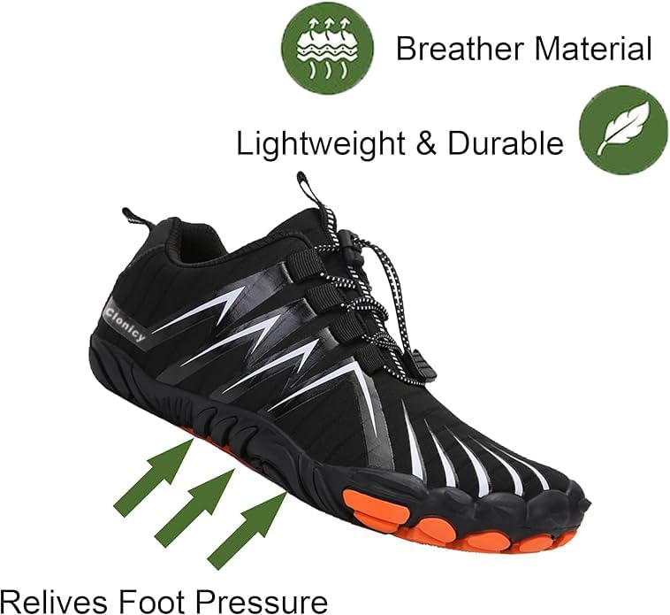 Wide Toe Box Hiking Shoes for Men Zero Drop Minimalist Design Barefoot Shoes Trail Running for Walking Workout Outdoor Activities Black - Image 2