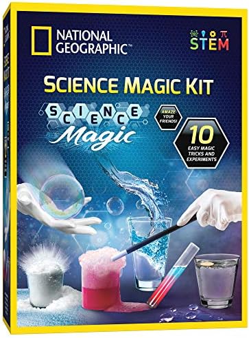 NATIONAL GEOGRAPHIC Magic Chemistry Set - Perform 10 Amazing Easy Tricks with Science, Create a Magic Show with White Gloves & Magic Wand, Great STEM Learning Science Kit for Boys and Girls