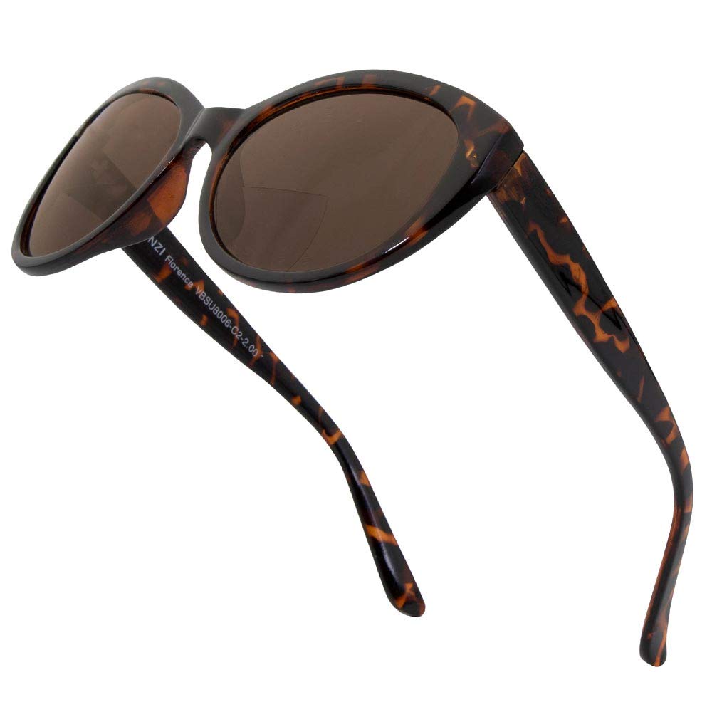 VITENZI Sunglasses with Readers for Women, Reader Sunglass with Bifocals, Cat Eye Tinted Cheater Reading Sun Glasses, Florence in Tortoise 1.50