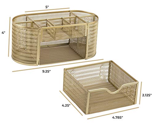 Blu Monaco Beautiful Gold Desk Organizer - Made Of Metal With Gold Finish - Gold Desk Accessories - Storage For Paper And Office Supplies - Desk Organizer Gold - Storage For Home Or Office #TOP5