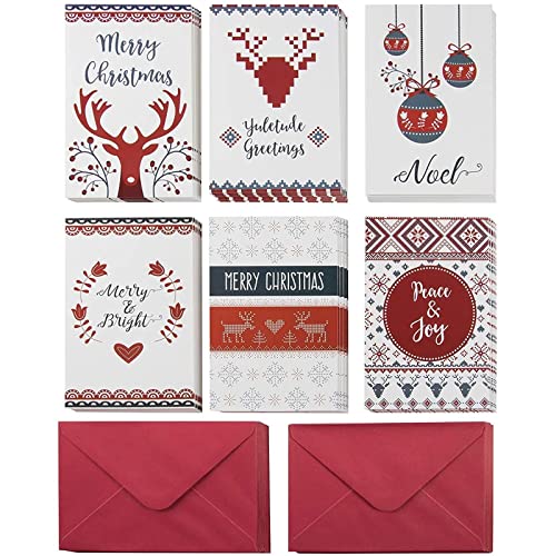 Festive Christmas Cards, Blank Greeting Cards With Envelopes (Red, White, 4 X 6 In, 48 Pack) #TOP4