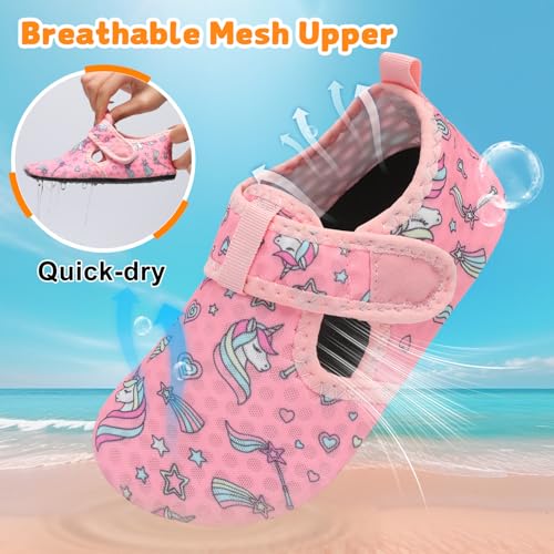 Image of LeIsfIt Kids Water Shoes Girls Boys Quick Dry Aqua Socks Breathable Swim Shoes Non-Slip Barefoot Socks for Beach Surf