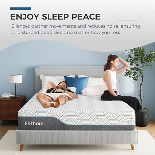 Image of FATHOM Plush King Mattress 14 Inch Memory Foam Mattress King Size Bed in a Box for Back Pain Relief and Cool Sleep with Gel Foam and Removeable Fiberglass Free Cover, CertiPUR-US Certified