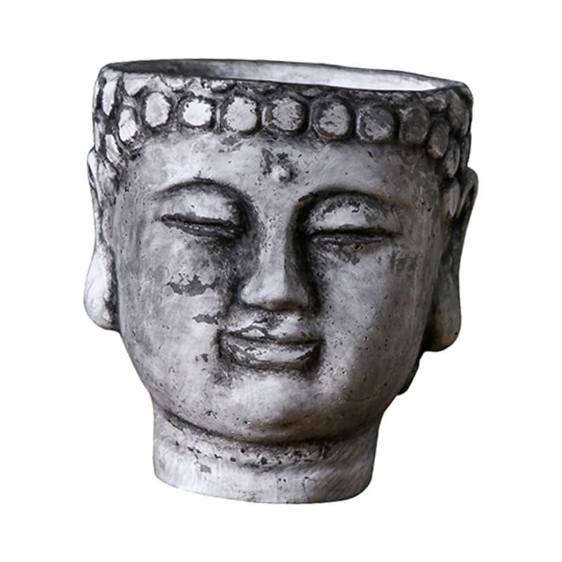 Fenteer Maceta con Cabeza de Buda de Cemento, decoración de jarrón, Adorno, contenedor de Plantas, Maceta para Exteriores, Hotel, Cocina, Regalo de, Gris Piedra