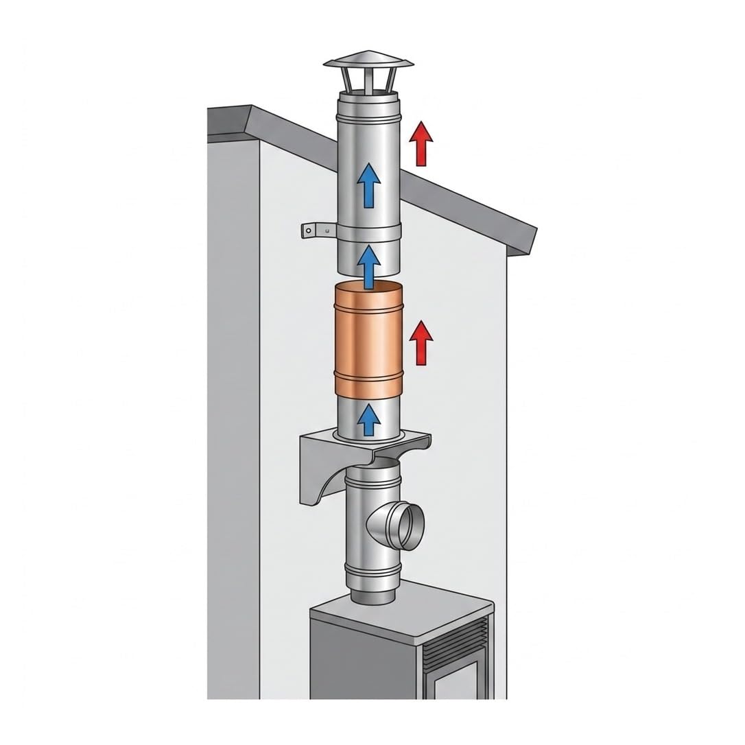 MAKA Modulo Prelievo Fumi Canna Fumaria Doppia Parete Rame Ø 130 mm