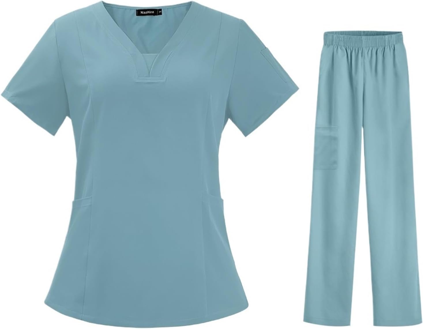 Nurse uniform Nurse Medical Uniform Pet Grooming Care Workwear Set Scrubs Operating Room Surgical Gown Short Sleeve Elastic Pants(Blue3,XL)