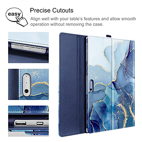 Image of Fintie Case for 12.3 Inch Microsoft Surface Pro 7 Plus, Surface Pro 7 /6 /5 /4 /3 - Portfolio Business Cover with Pocket, Compatible with Type Cover Keyboard, Ocean Marble