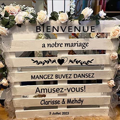 Panneau Bienvenue Mariage, Nom Personnalisé Date Panneau De Mariage, Conseil De Mariage Français Panneau De Réception, Bienvenue Mariage Autocollant, Personnalisé Mariage pour Nom Date for Français