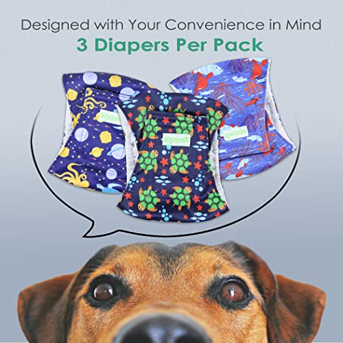 Image of wegreeco Washable Male Dog Belly Band (Stylish Pattern)- Pack of 3 - Washable Male Dog Belly Wrap, Dog Diapers Male (Turtle, S)