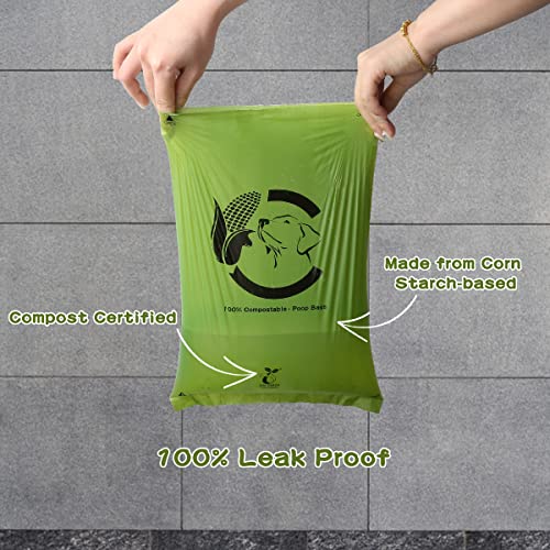 Certified Compostable Dog Poop Bags, 270 Count Eco Friendly And Leakproof Dog Waste Bags, Easy Open 100% Compostable Forest Green Poop Bag For Dog, 15 Doggy Bags Per Roll (18 Rolls) #TOP2
