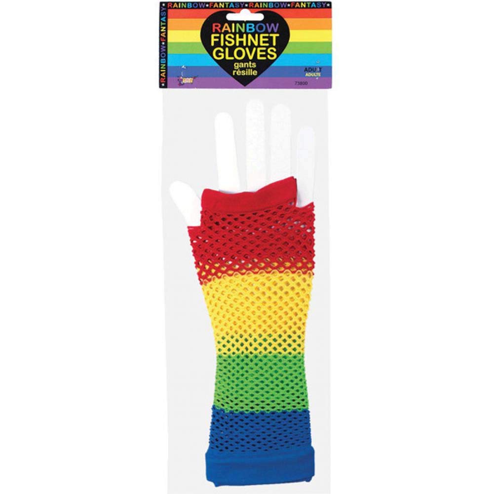 Forum Novelties 73800 Gloves-Rainbow Fishnet, Multi-Color, 8 x 6 x 4