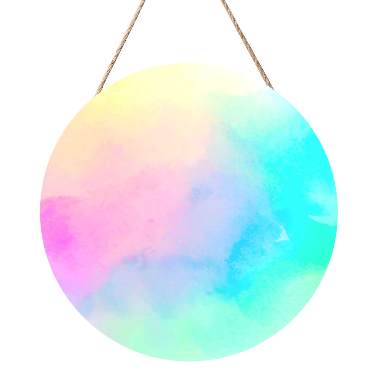 InOmak Colorful Pastel Drawing Paper Rainbow, Round Wood Panel Painting 12 in, Wall Hanging Painting For Home