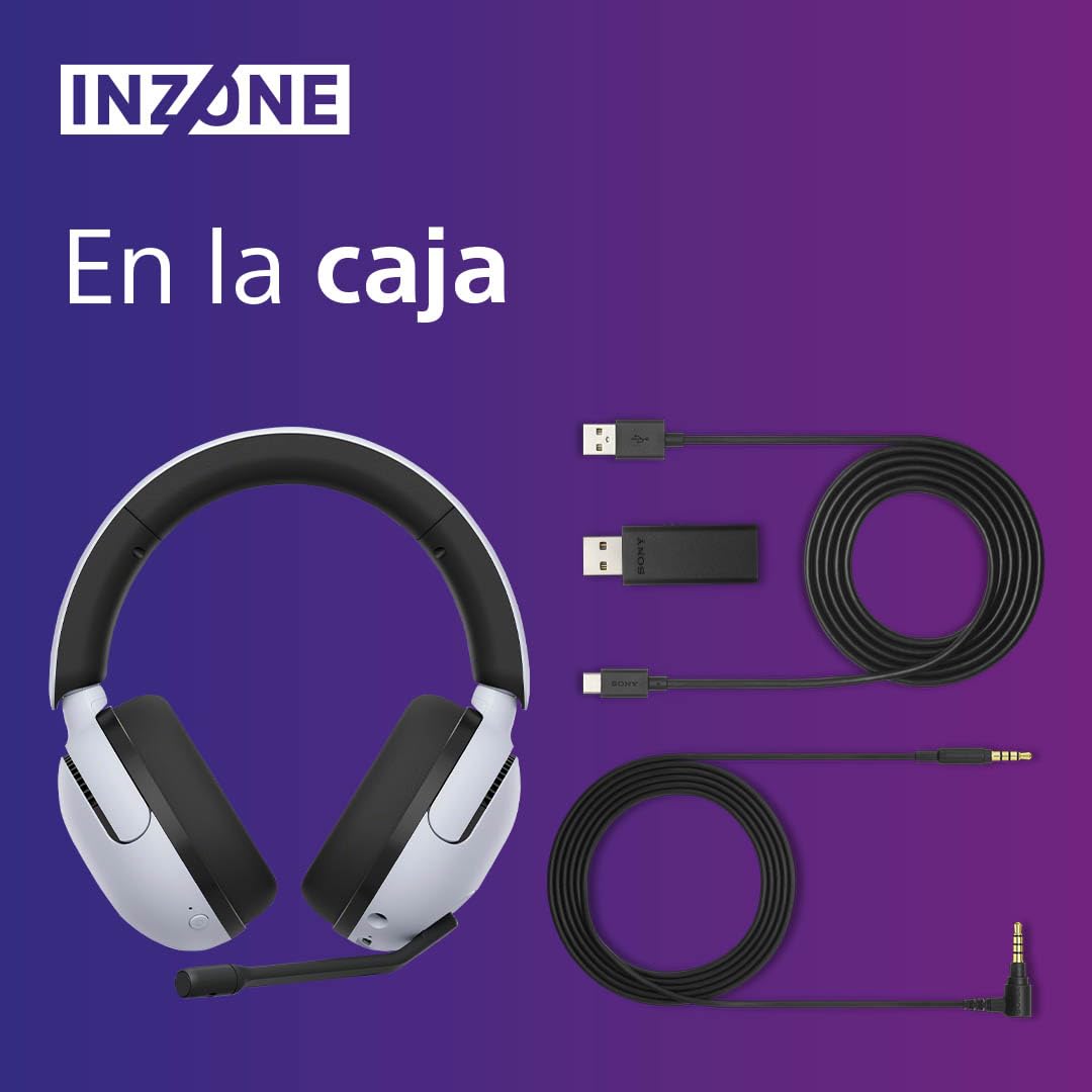 Sony INZONE H5, Auriculares inalámbricos para Gaming, Compatible con PC y PS5, 360 Spatial Sound para Gaming, cómoda sujeción, 28 Horas de autonomía, Baja latencia y micrófono con IA