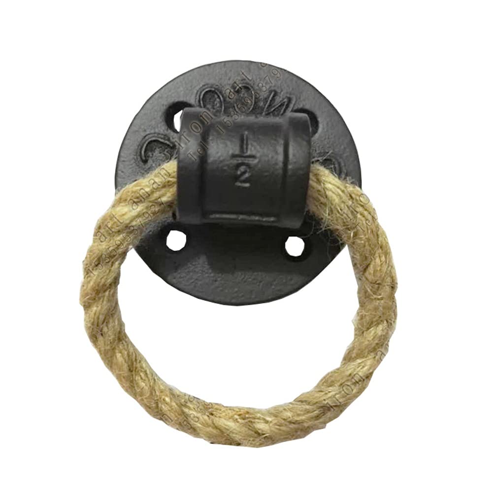 Manija de puerta de hierro fundido negro con diseño artesanal