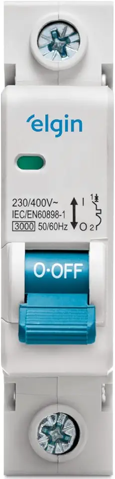 Disjuntor Monopolar MCB Curva C 3KA 16A Elgin - 1 Polo, 16 Amperes, Mini